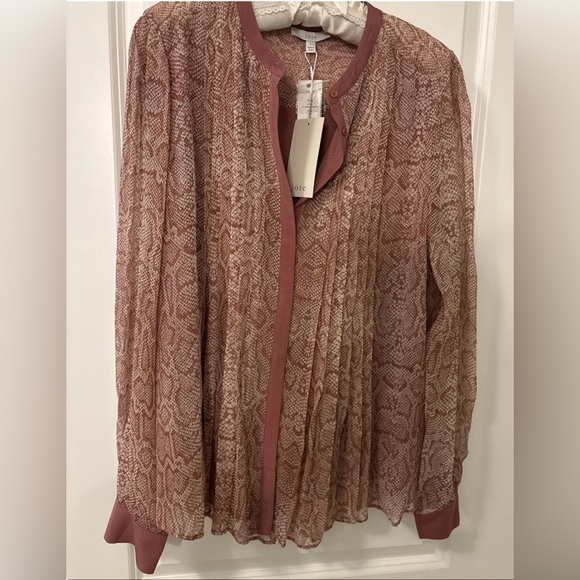 Joie Mauve pleated silk Blouse - Picture 1 of 4